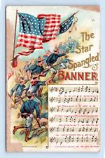Soldiers Battle Star Spangled Banner Lyrics Patriotic Embossed DB Postcard M15 picture