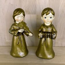 Vintage ARDCO Gold Plaster Angel Christmas Figurines, Violin, Harmonica picture