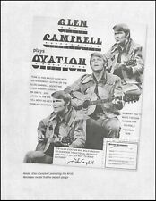 Vintage Ovation guitar ad featuring Glen Campbell promoting the Artist Balladeer picture