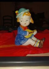 Vintage Figurine Sitting Girl With Hat Playing Banjo (enesco? lefton?)  picture