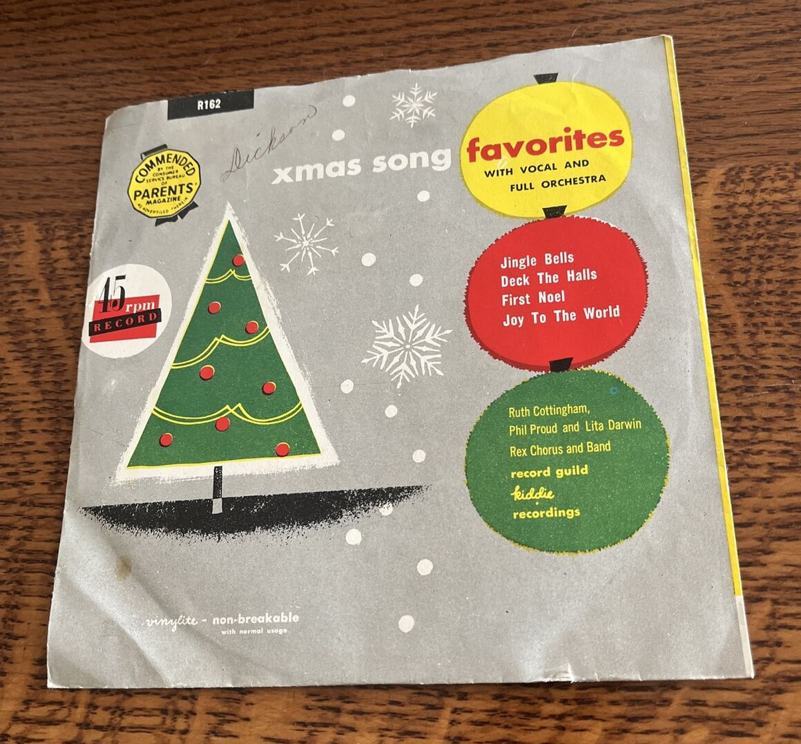 Vintage 45 RPM Xmas Song Favorites Jingle Bells First Noel Deck the Halls MCM