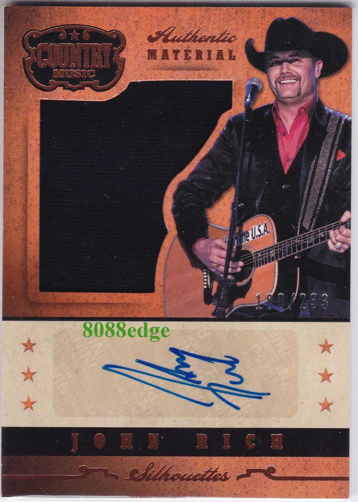 2014 PANINI COUNTRY MUSIC MATERIAL AUTO: JOHN RICH #/233 AUTOGRAPH SWATCH TRUMP