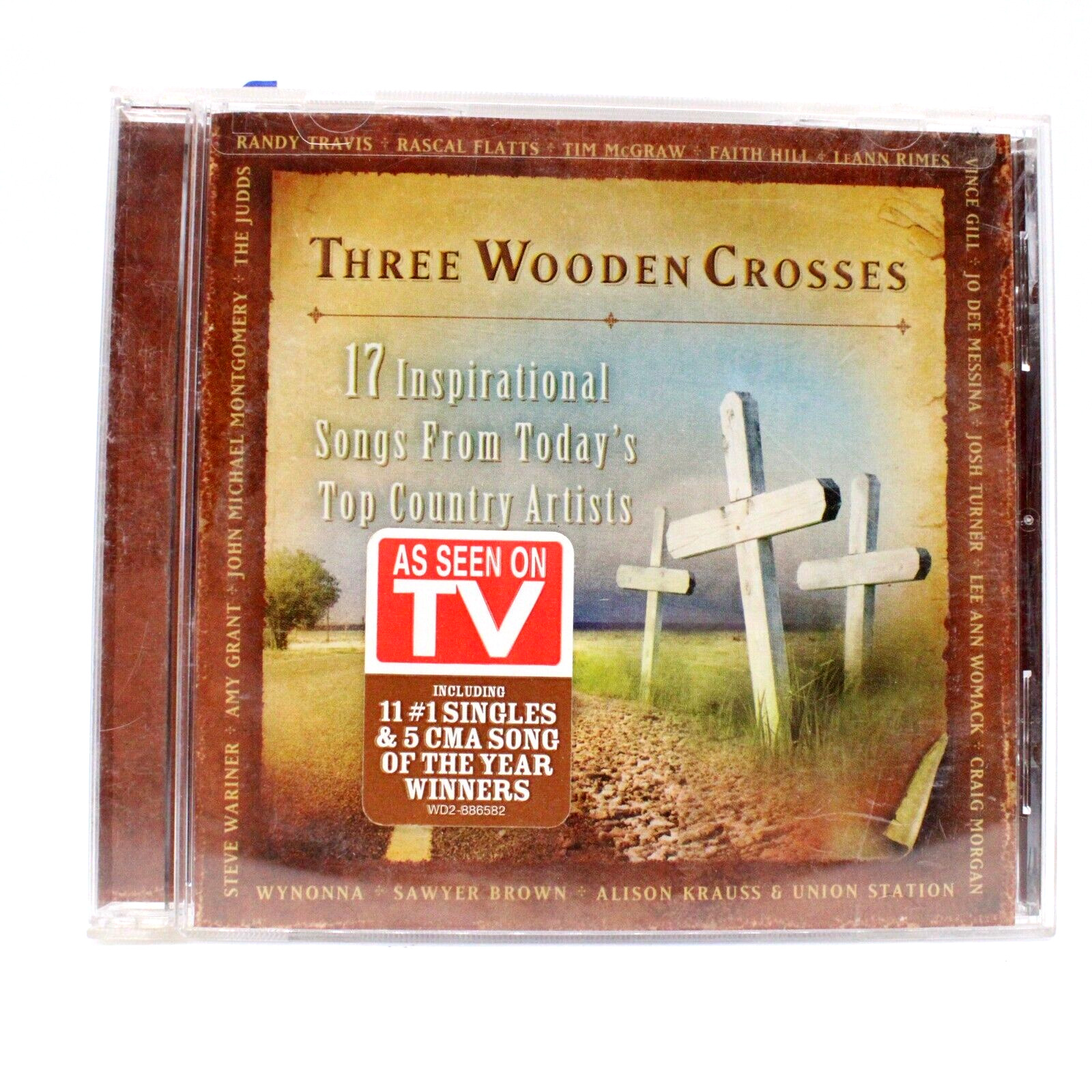 Vintage Three Wooden Crosses CD 17 Inspirational Songs Various Artists 2006 Y2K