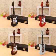 Miniature Wooden Electric Guitar With Stand Black picture