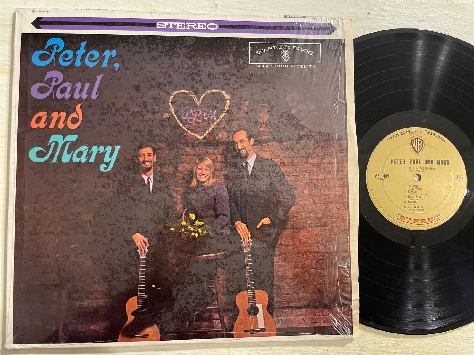 TAS List Peter Paul And Mary S/T LP Warner Bros. 1st USA Press Gold Shrink M-/M-