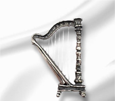 Vintage Miniature Music Harp Figure Art Statue Italian Solid Silver 800 Signed picture