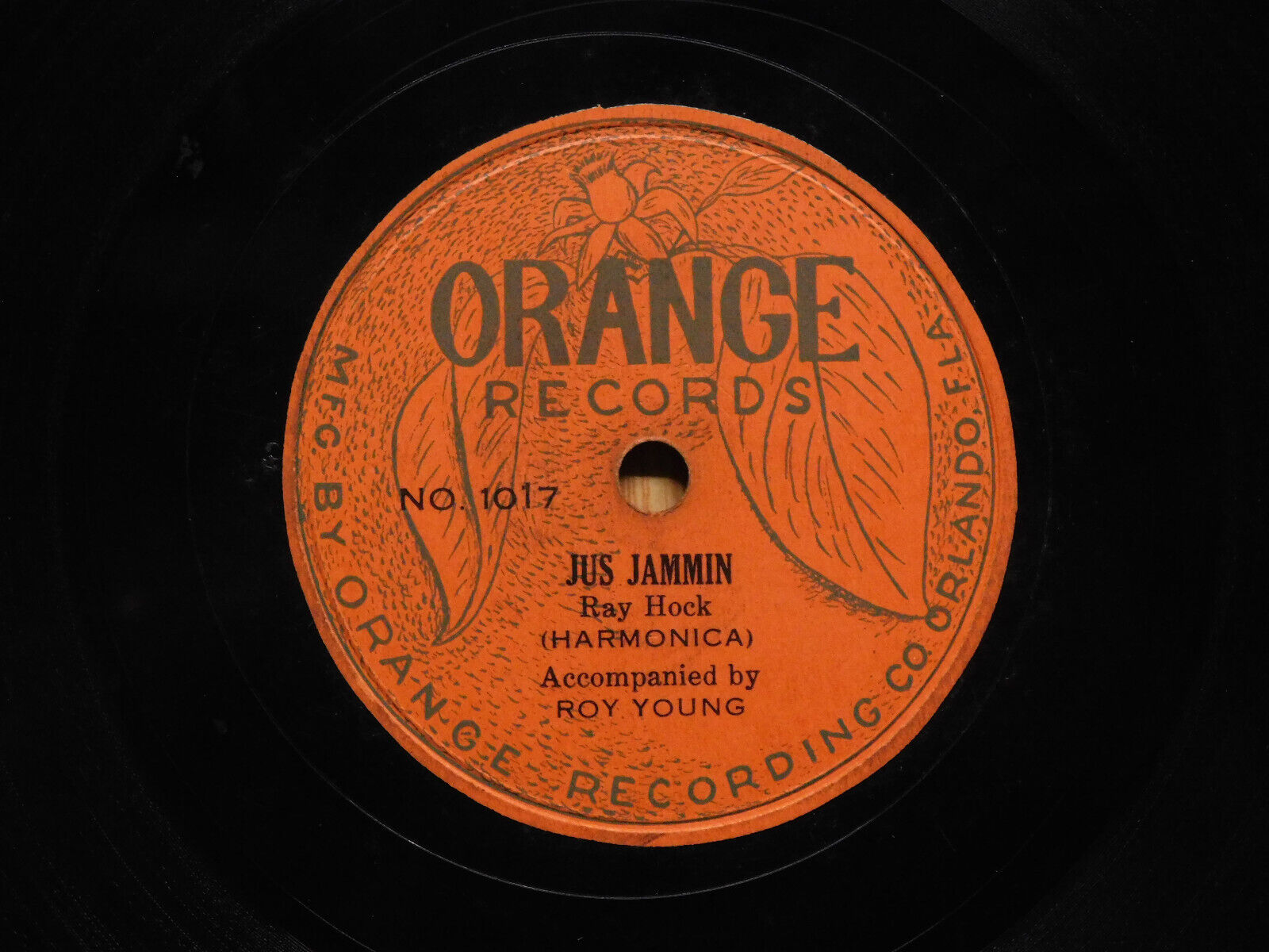 Roy Young Florida Harp blues 78 Jus Jammin bw Sugar Blues on Orange