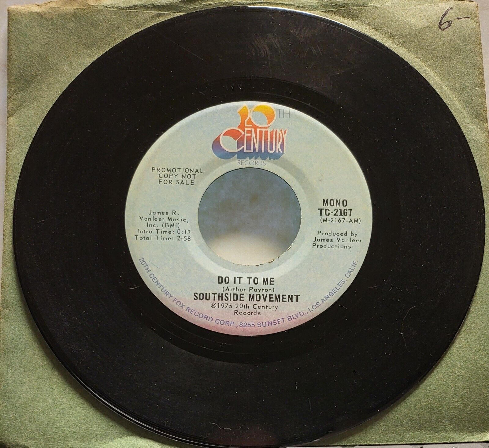 Southside Movement Do It To Me PROMO 7” 45 1975 20th Century TC-2167 Mono/Stereo