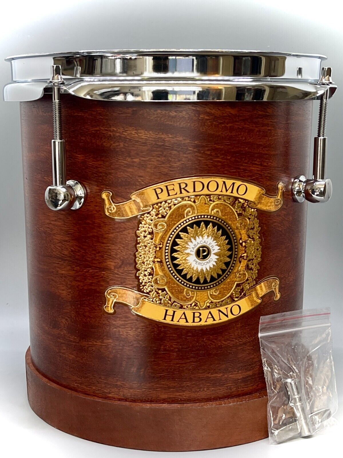 Perdomo Cigars Habano Barrel Sonor Drum Humidor RARE New Tuning key and box