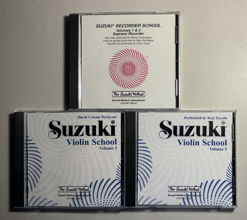 SUZUKI VIOLIN SCHOOL 3 CD Lot: Vol. 3 + 5 + Soprano Recorder 1 & 2 Cerone/Toyoda