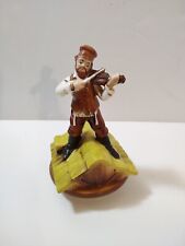 Vintage Ceramic Fiddler On The Roof Music Box  Japan Hand Painted Rotating Works picture