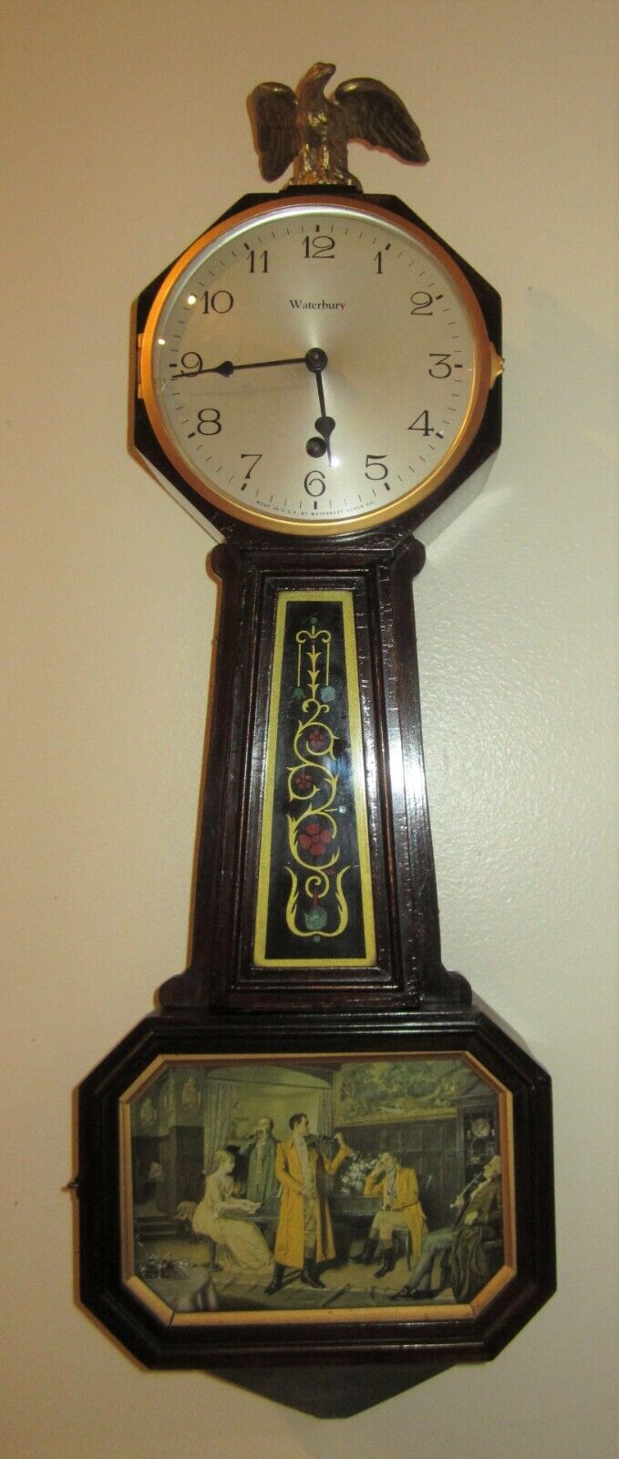 Antique Waterbury Willard No.14 Time Piece Banjo Wall Clock 8-Day, Key-wind