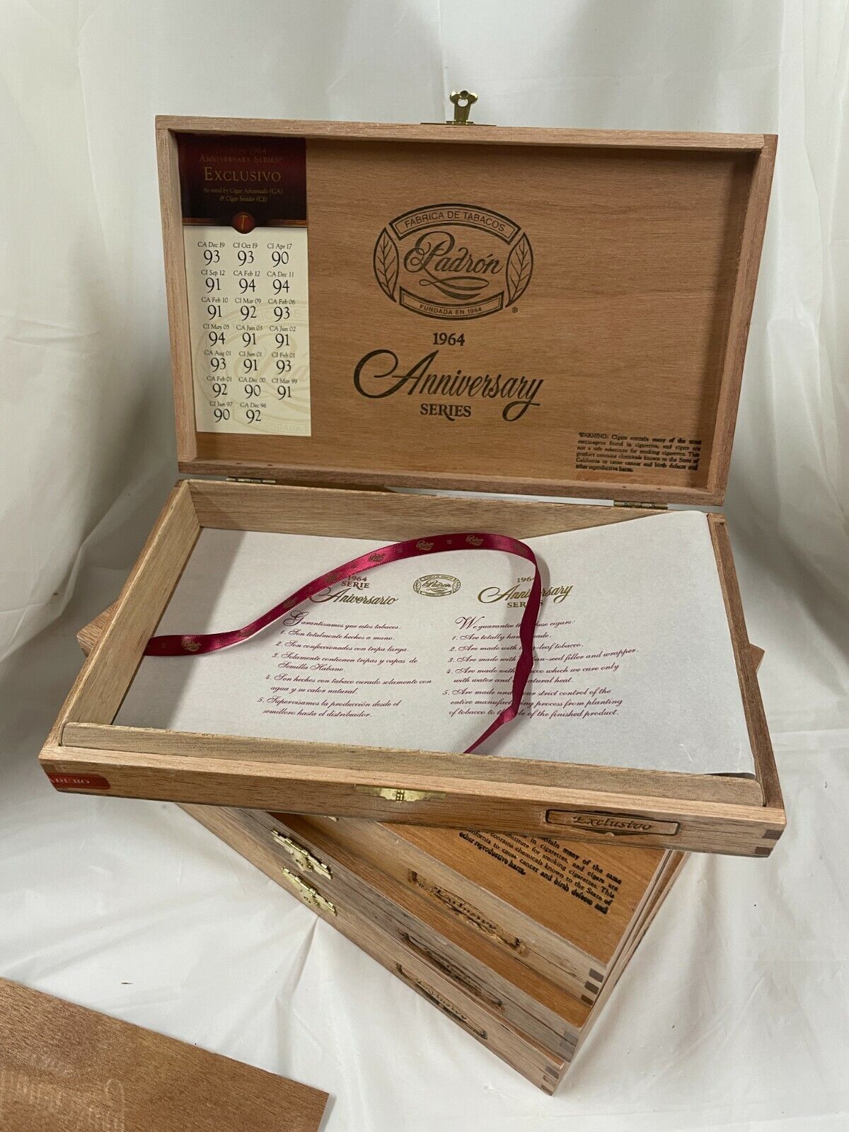 4 - Cigar Box PADRON Exclusivo  10.75x6.5x1.625 Wooden Storage Craft Guitar Size