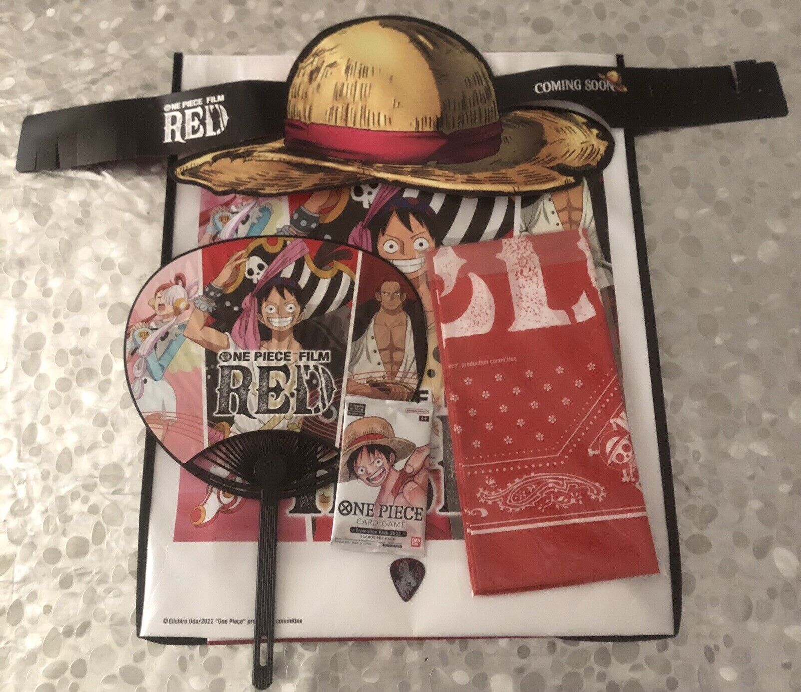AX Expo 2022 One Piece RED Promo Swag Bundle Bag+Guitar Pick+BadgeRibbon+Hat+Fan