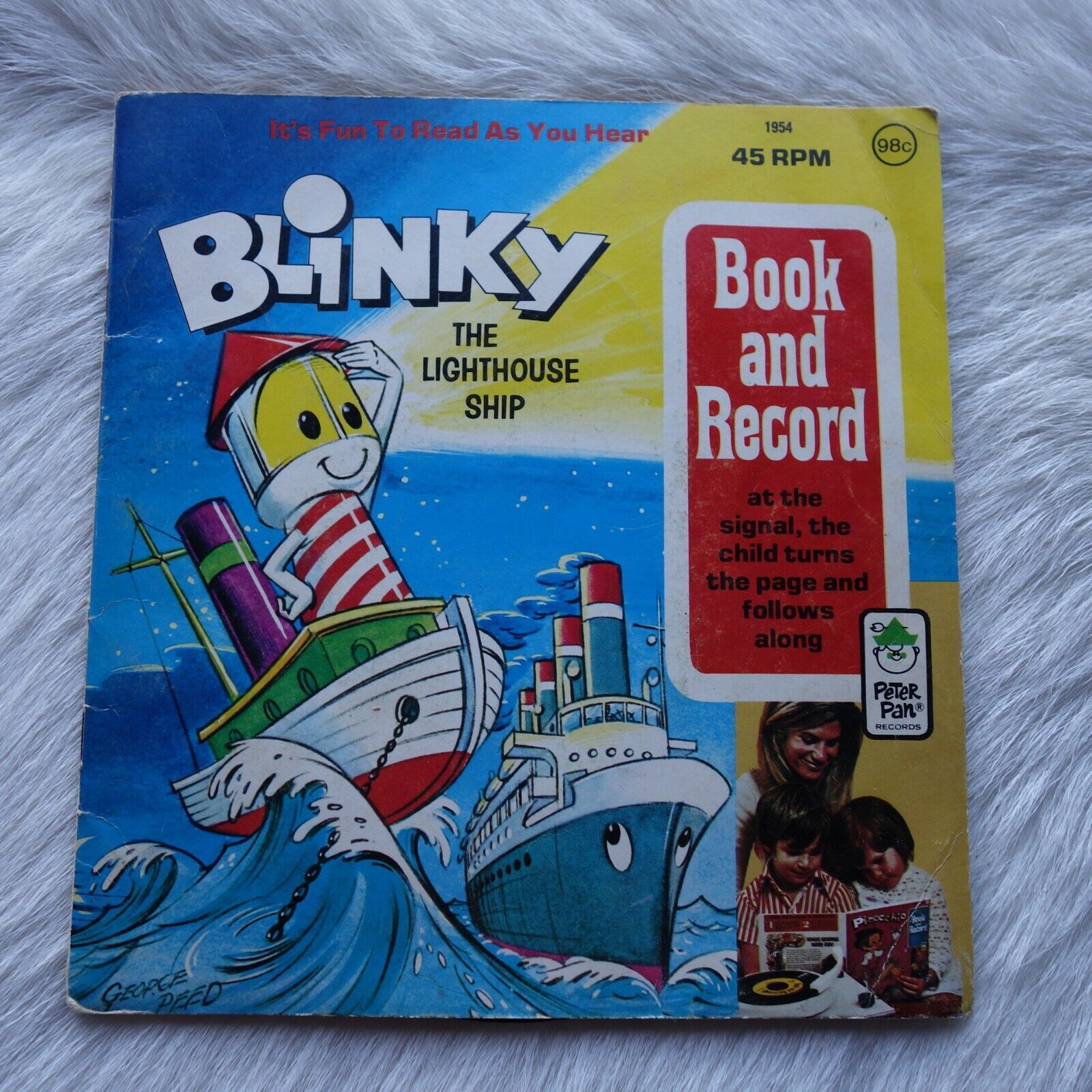 Vintage BLINKY THE LIGHTHOUSE SHIP Book and Record Read Along Childrens Record