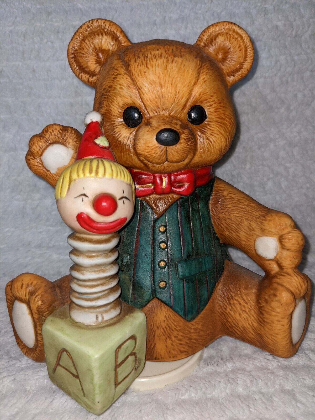Teddy Bear Revolving Ceramic Music Box Plays \