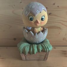 Vintage Ceramic Spring Easter Parade Hatching Chick in Egg Spinning Music Box picture