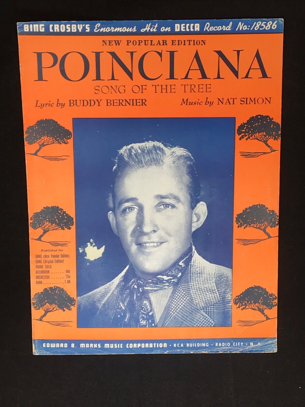 Vintage Sheet Music: Poinciana, Song of the Tree; Bernier/Simon Bing Crosby 1936
