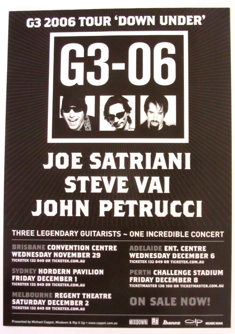 G3-06  / JOE SATRIANI / STEVE VAI / JOHN PETRUCCI ORIGINAL TOUR POSTER