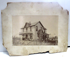 Antique Cabinet Photo Large Old House with People Family in Front Guitar picture