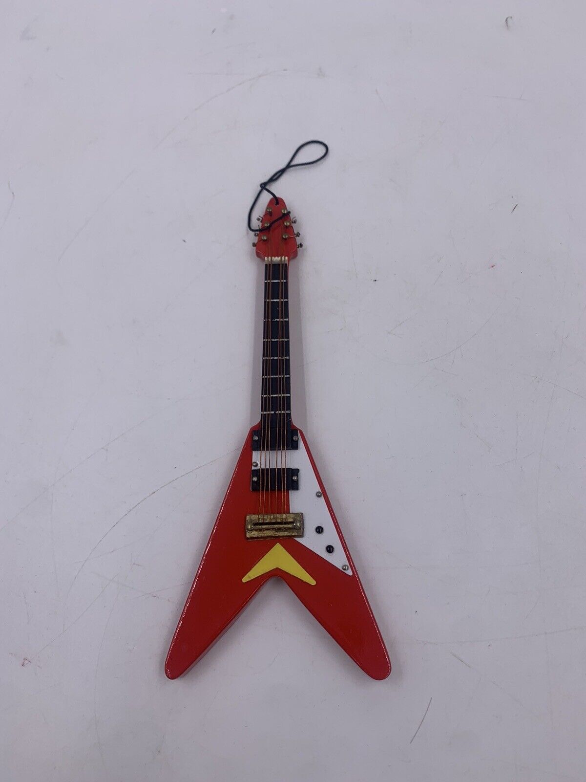 Red Electric V-Guitar Wooden Christmas Ornament Approx.6\