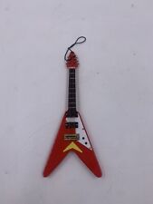 Red Electric V-Guitar Wooden Christmas Ornament Approx.6