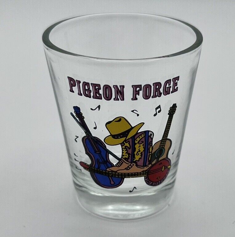 Pigeon Forge Shot Glass Guitar, Boots, Hat Clear Glass Souvenir Pigeon Forge, TN