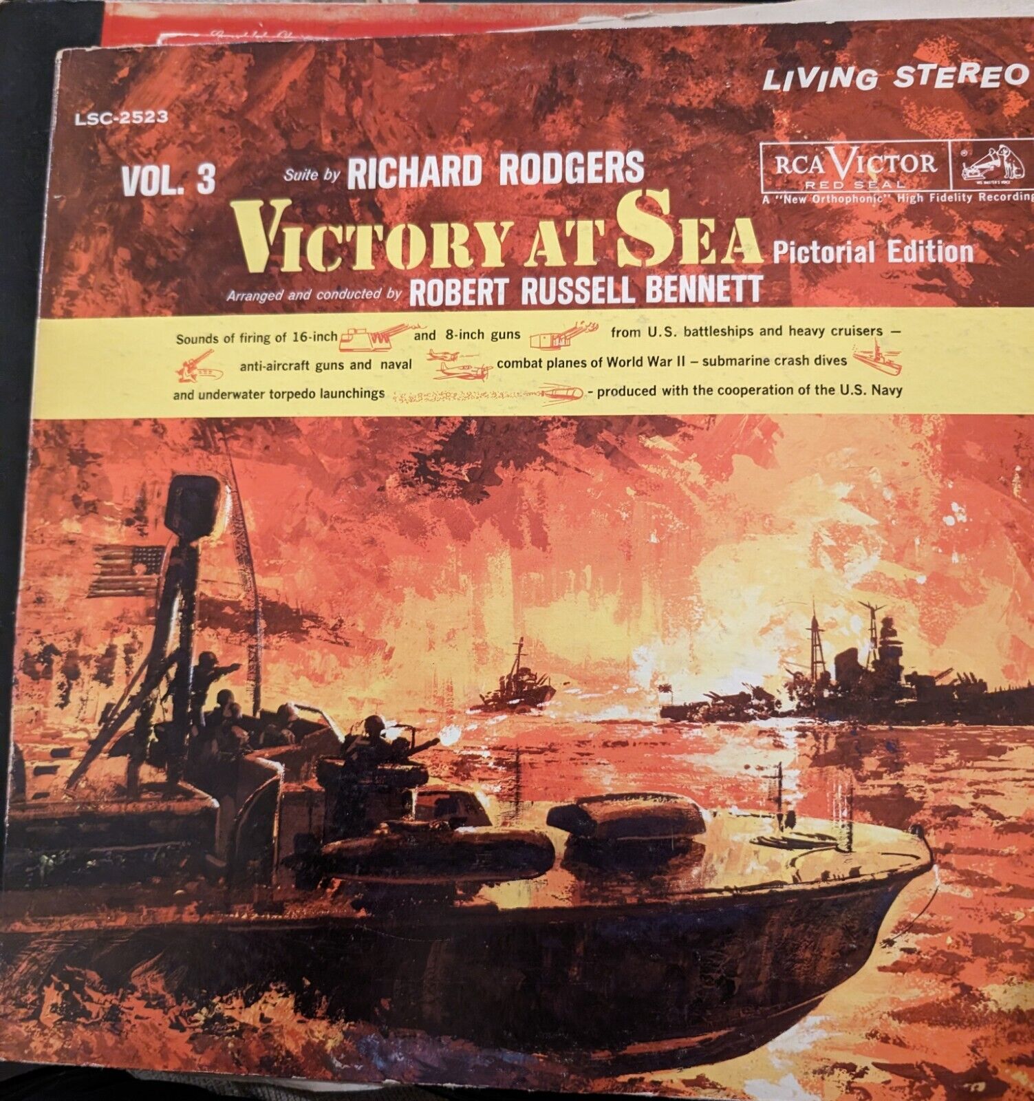 ROBERT RUSSELL BENNETT VICTORY AT SEA VOL. 3 VINYL LP 1961 RCA VICTOR RED SEAL 