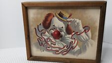 Arthur Sarnoff Musical Clown Painting Wood Signed Vintage Music Box Wind Up Nose picture
