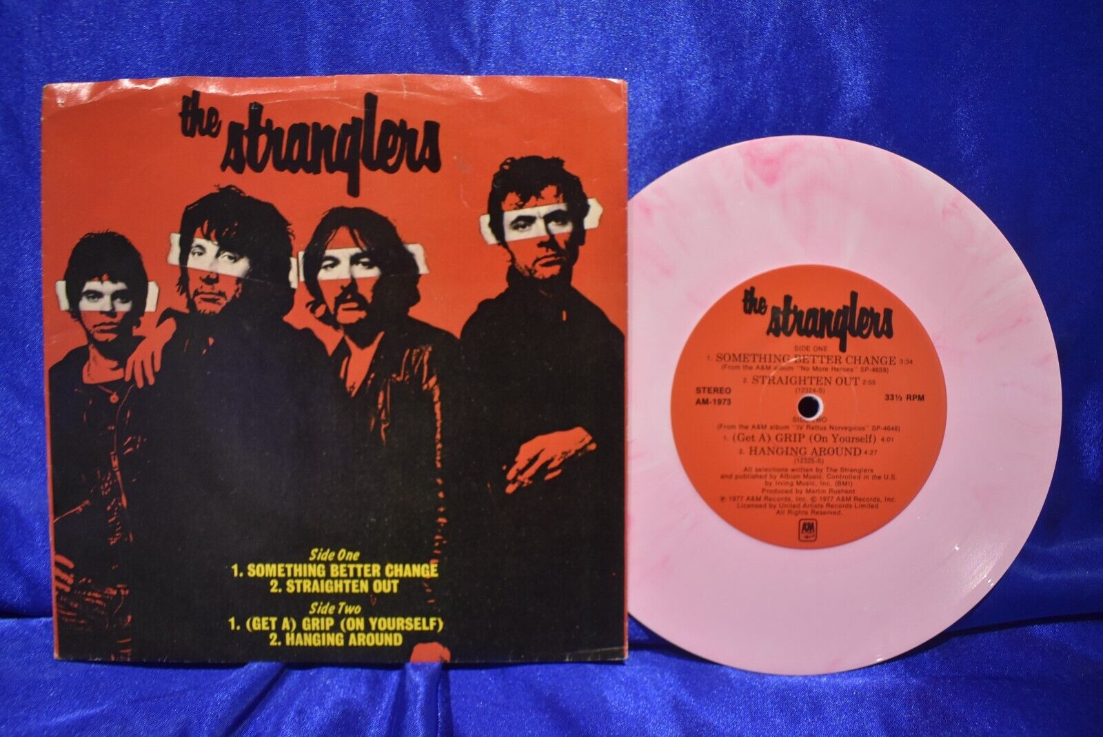 THE STRANGLERS Rare 1977 45 Pink Marbled Vinyl