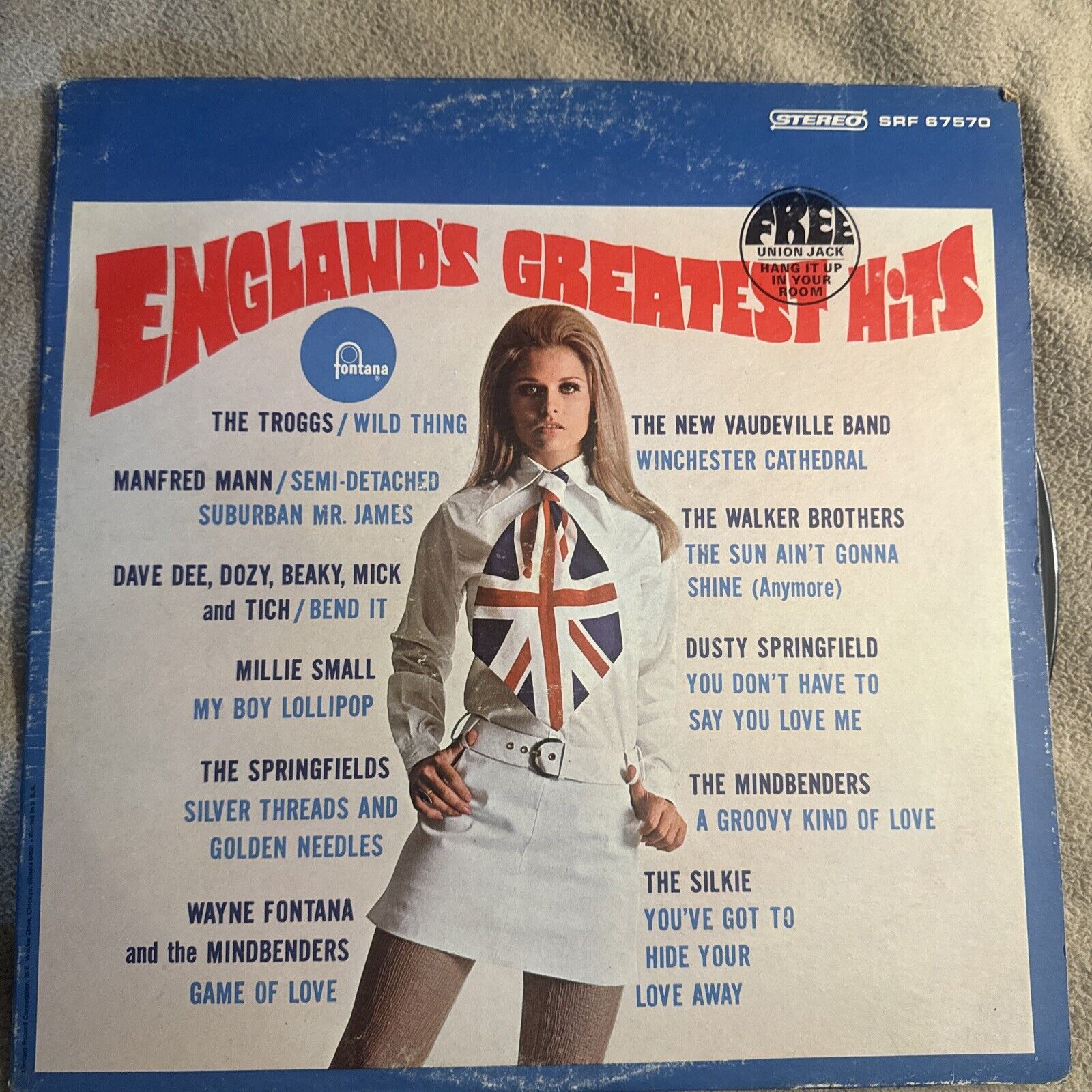 England’s Greatest Hits Vintage Vinyl Record LP SRF 67570 Fontana Records 1967