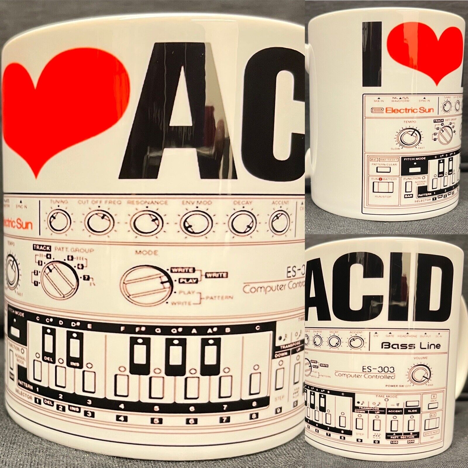 Tb303 11oz Coffee Mug, Acid House, Roland, synth, drum machine, synthesizer Gift