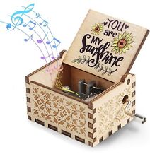 Hexagram You are My Sunshine Music Box,Hand Crank Wooden Vintage Laser Engraved picture