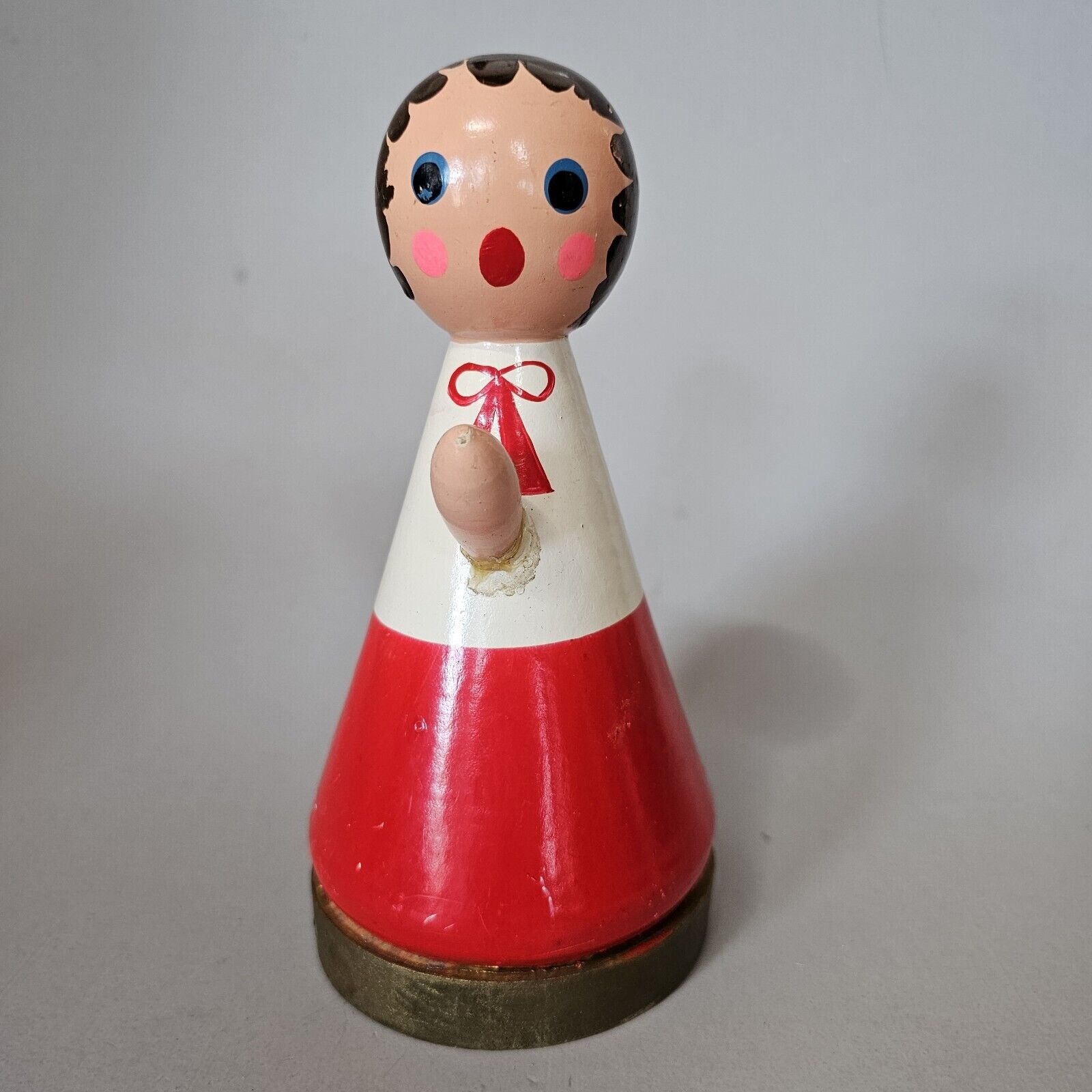 Vintage Wooden Music Box Girl Figural 