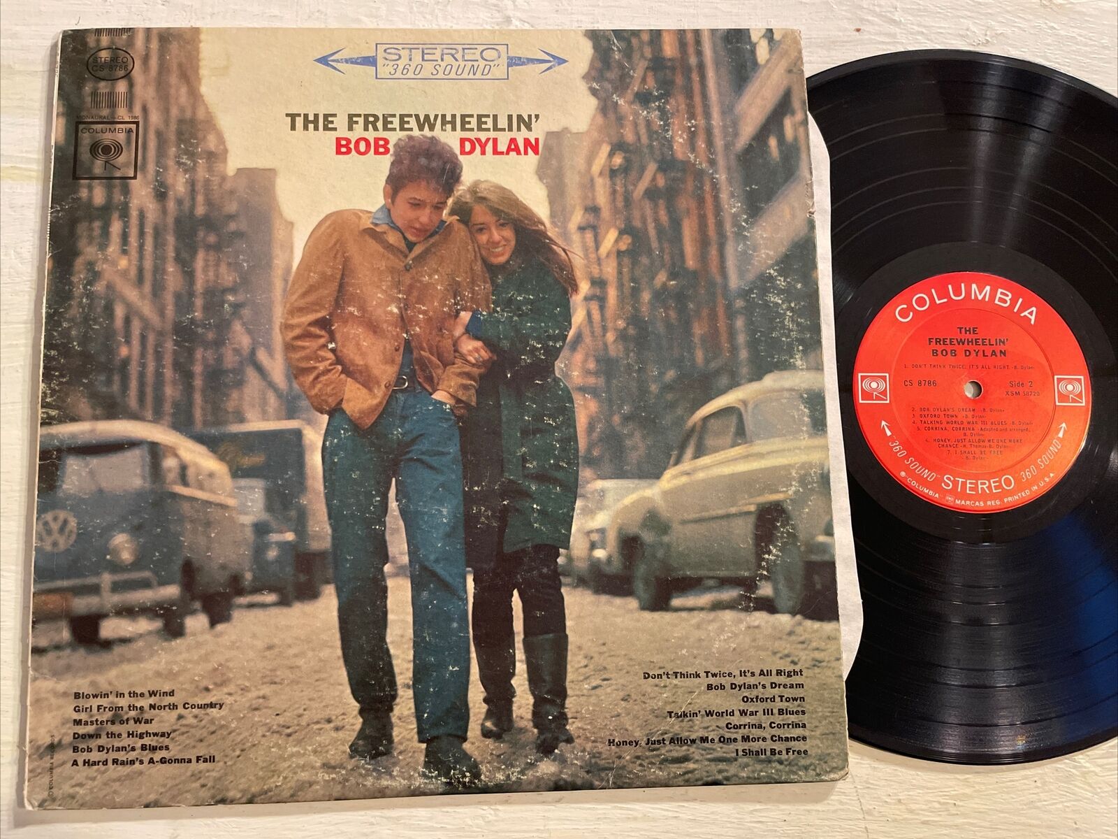 The Freewheelin’ Bob Dylan LP Columbia 2 Eye White Stereo 1967 VG+