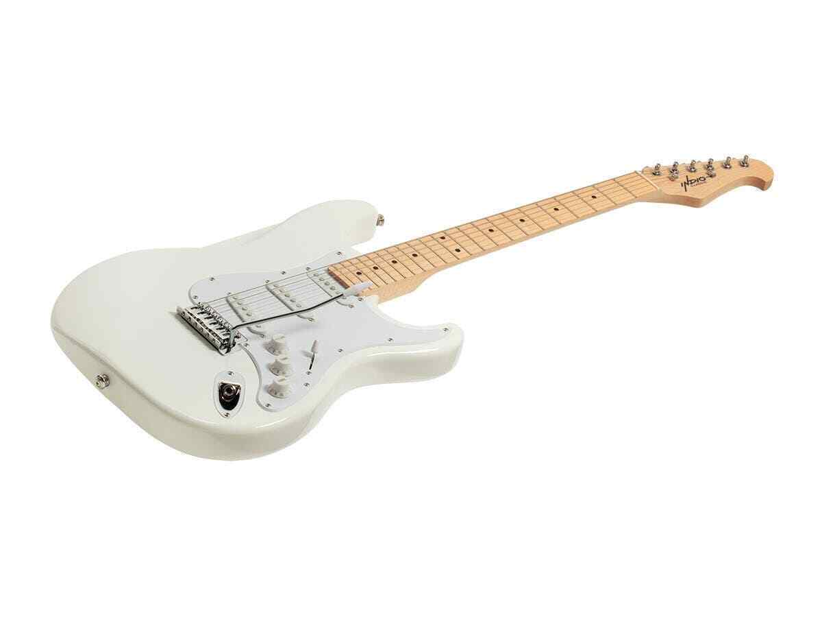 Monoprice Indio Cali Classic Electric Guitar - White, With Gig Bag