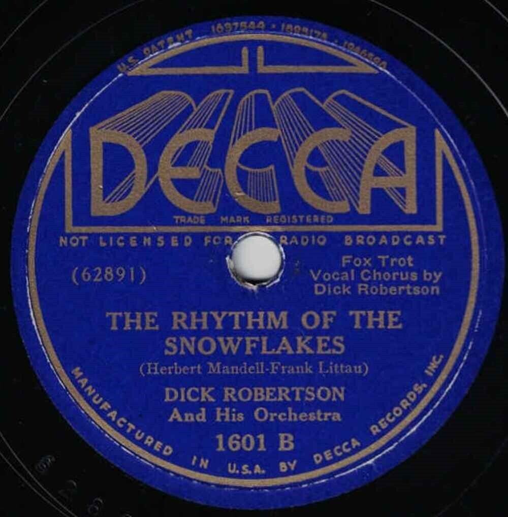 Dick Robertson Orch 78 Rhythm Of The Snowflakes /Let\'s Waltz For Old Time\'s SH2B