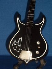 Miniature Bass Guitar KISS GENE SIMMONS Punisher GIFT Memorabilia FREE STAND ART picture