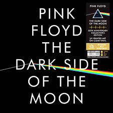 Pink Floyd Dark Side Of The Moon 50th UV PRINTED ART ON CLEAR 2 VINYL SHIP TODAY picture