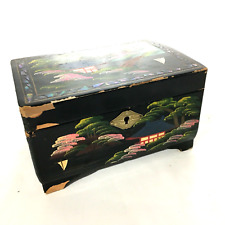 Vintage FUJI Made in Japan Lacquered Music Jewelry Box, Abalone Inlay, Mt. Fuji picture