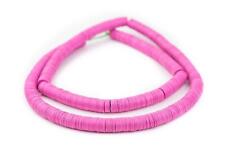 Pink Vinyl Phono Record Beads 10mm Ghana African Disk 30 Inch Strand Handmade picture
