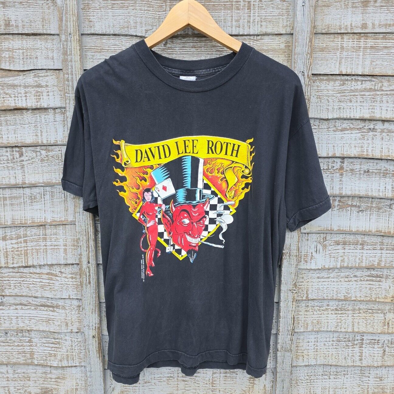 Rare Vintage 90s David Lee Roth Van Halen Band Tour Single Stitch T Shirt 1991