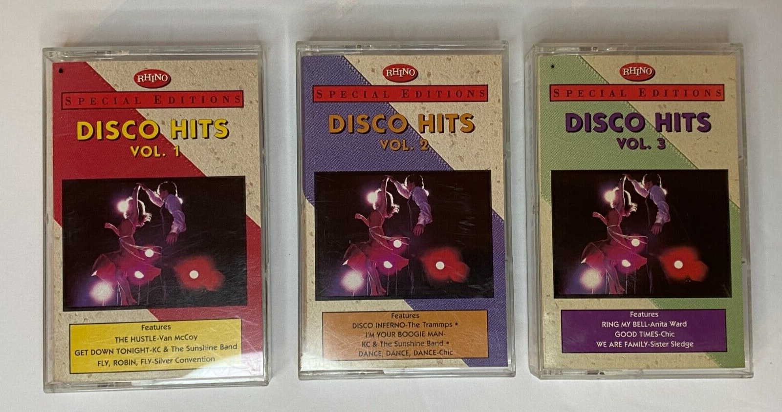 Rhino Special Editions Disco Hits Volumes 1, 2, 3  Cassette Tapes Vintage 1992