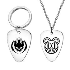 Multy Style Copywriting Pattern Guitar Pick Stainless Steel Key Chain Gift picture