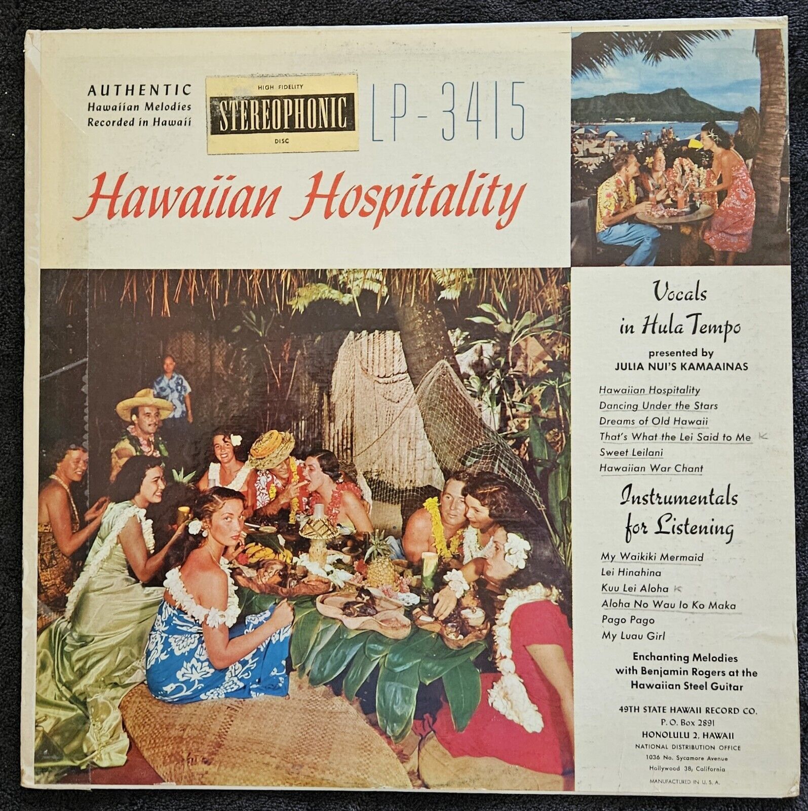 49th State Hawaii Record Co.  - LP-3415 - 1950\'s - STEREO - Vinyl - LP