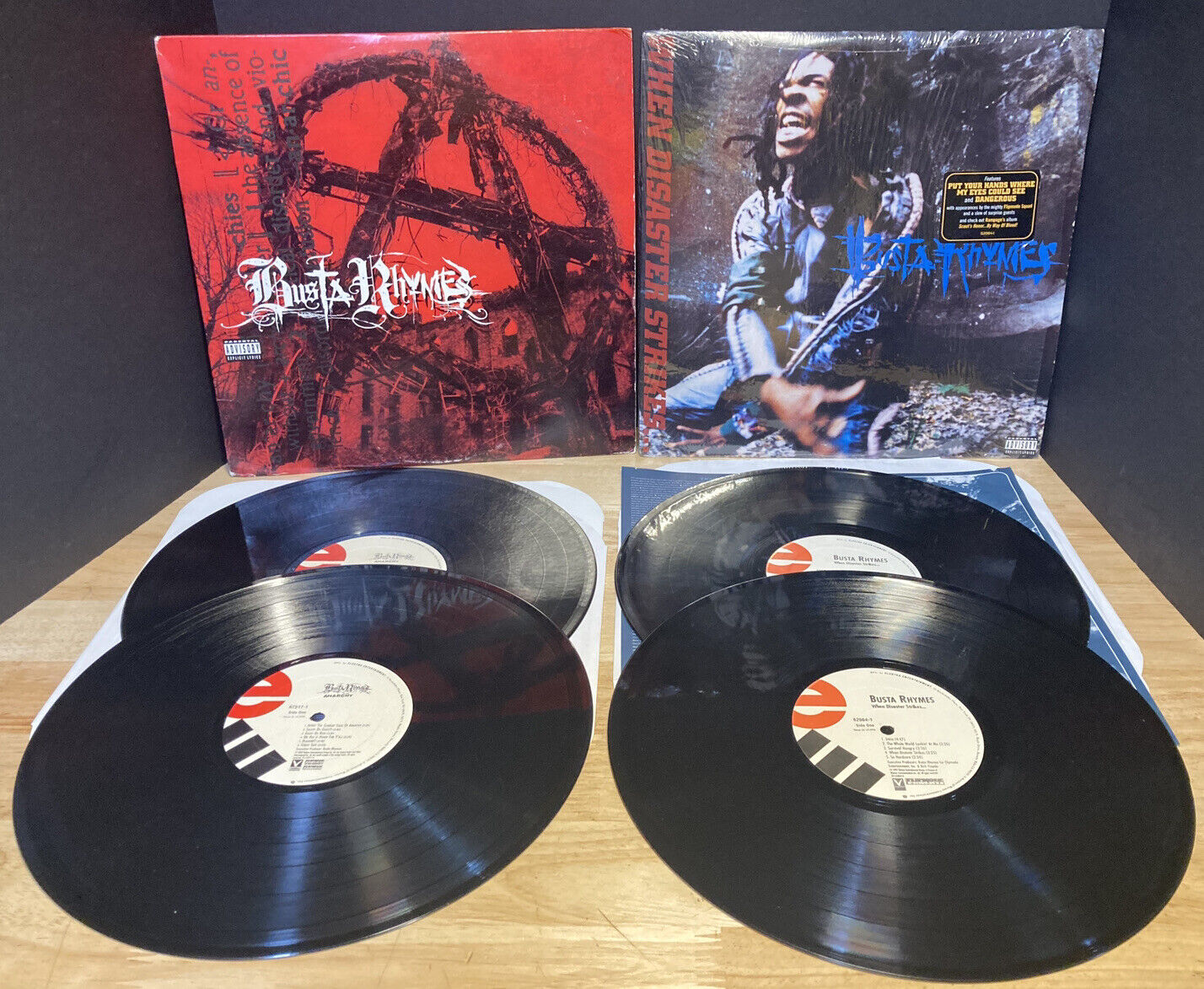 Busta Rhymes Vinyl Double LP 1997 When Disaster Strikes & 2000 Anarchy LOT of 2 