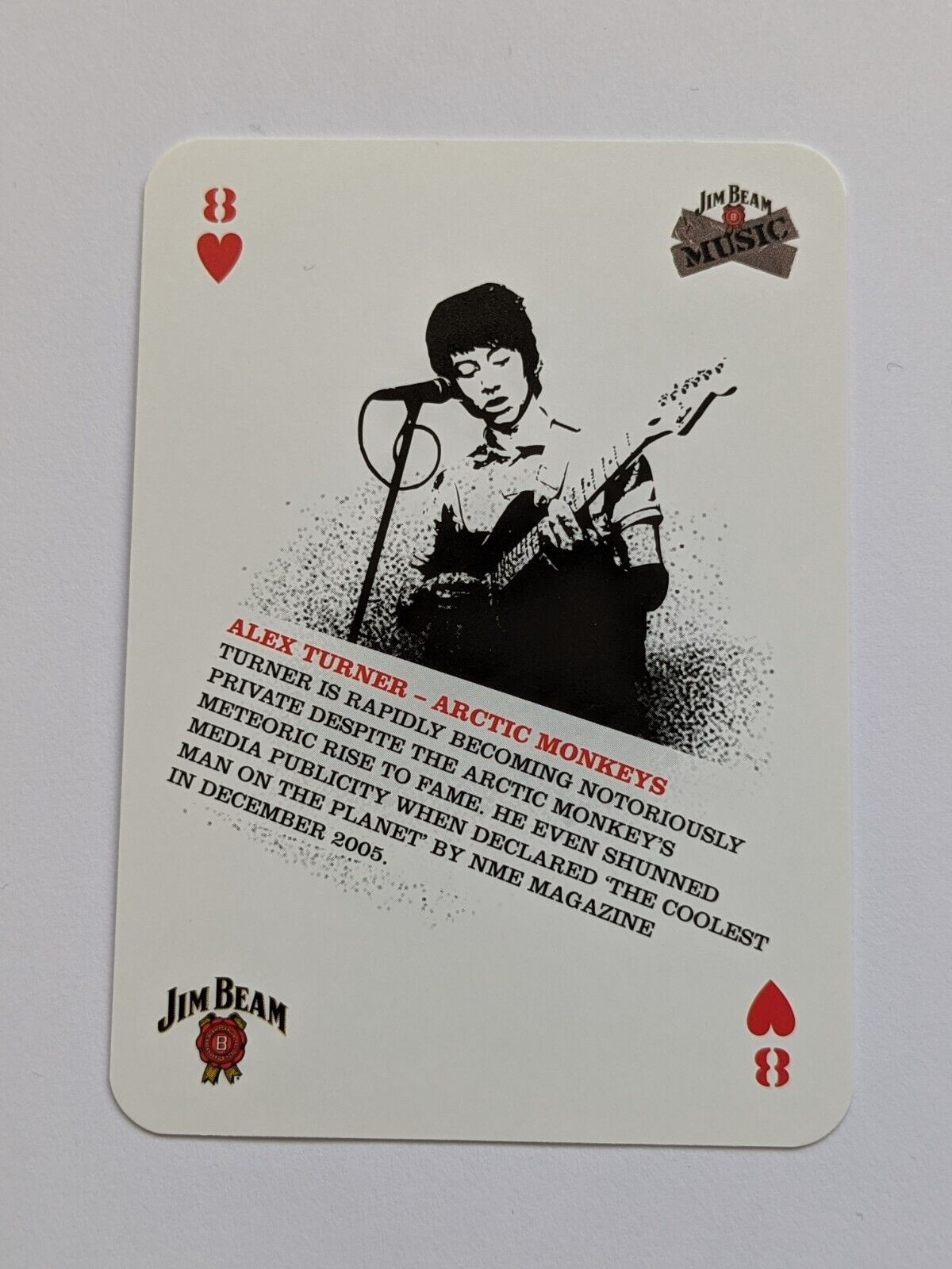 2006 Alex Turner / Arctic Monkeys Jim Beam Music Collector Playing Card 8 Hearts