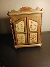 Vintage Hand Painted Music Box Miniature Doll House Armoire Cabinet Reuge Swiss picture