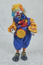 vintage Wind Up porcelain clown doll circus drum wind up music works top moves picture