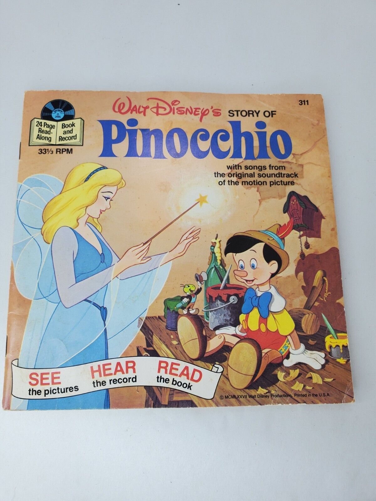 PINOCCHIO Vintage Children\'s Book & Record 1977